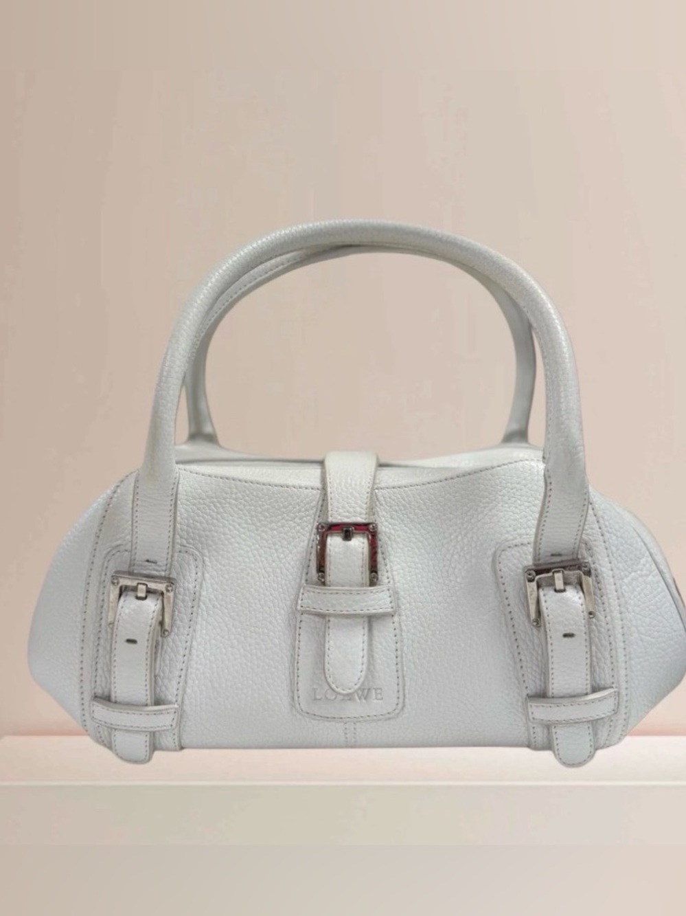 Loewe White Pebbled Leather Senda Satchel - Picture 2 of 6